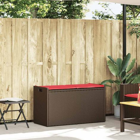 Maison Exclusive - Venkovní úložná lavice s polštářem Brown 100 cm Poly Rattan (1/5)