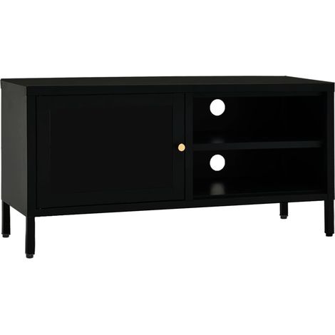 Maison Exclusive - TV-Schrank Schwarz 90x30x44 cm Stahl und Glas