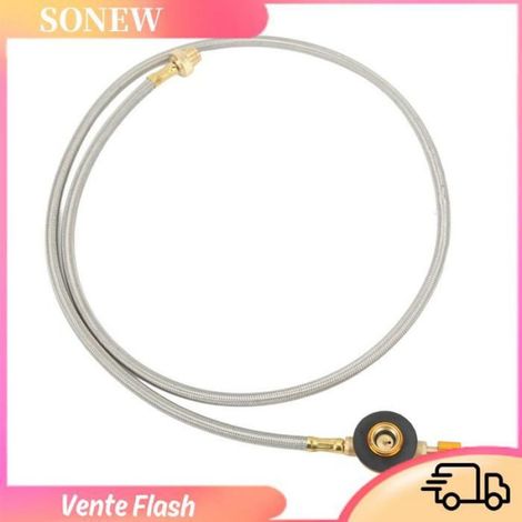 Tube D Extension De Reservoir De Gaz - Laiton Acier Inoxydable Caoutchouc - Pour Bruleur De Camping Et Pique Nique - 100 Cm (1/5)