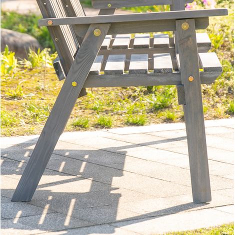 Sitzmöbel Gartenbank Holz mit Tisch Grau für zwei HAVRYA (1/4)