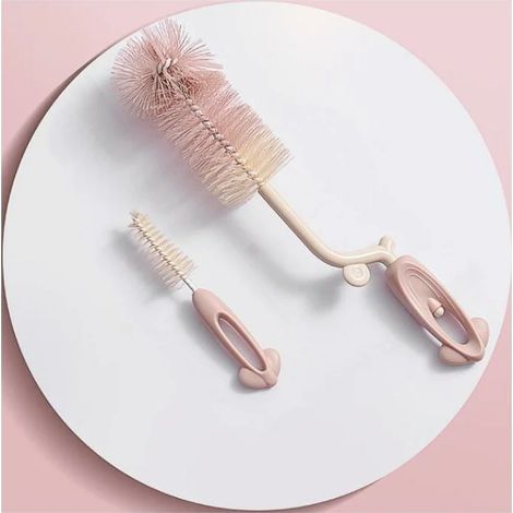 Outils de nettoyage multifonctions à long manche amovible en nylon haute température brosse de nettoyage 2 pièces (rose) (1/4)
