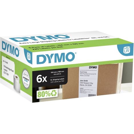 DYMO Rouleau d'étiquettes 104 x 159 mm blanc 6 rouleau(x) décollable 2238107 Etiquette pour adresse (1/4)