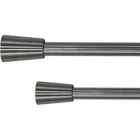 Tringle, Kit tringles et supports, Pommeau nickel brossé, D,16 Extensible 1m20 à 2m10