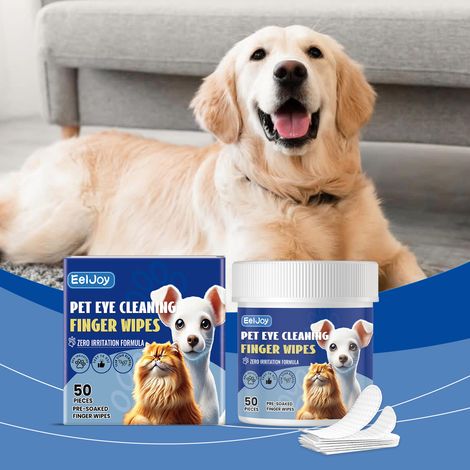 Lingettes nettoyantes pour les yeux et les doigts des chiens et des chats, pour nettoyer les larmes et les excréments - 50 unités (1/5)