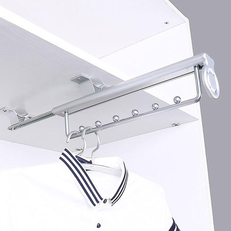 Heavy Duty Porte-vêtements extractible Porte Pantalon Cintre Coulissant,penderie telescopique,Rail de Suspension pour Armoire à vêtements (1/5)