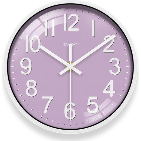 Horloge Murale Violette, 20 cm Petite Horloge Moderne silencieuse à Piles, décorative pour Cuisine, Salon, Chambre à Coucher, Salle de Bain, Bureau (1/5)