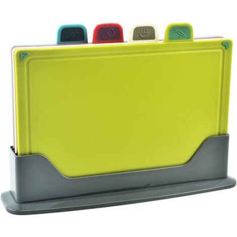 4 Pièces Planches à Découper en Plastique, 30CM x 20CM Multicolore Épaisse Antidérapante Sans BPA Planches à Découper avec Rangement Support pour Cuisine Différents D'aliments (4 Couleurs) (1/5)