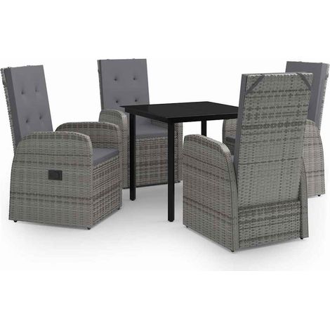 Maison Exclusive - Set da Pranzo da Giardino 5 pz con Cuscini Grigio (1/5)