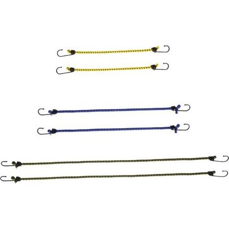 Cordon élastique robuste en 6 pièces pour tentes et bagages, tendeur de corde à linge portable avec mousqueton pour fixation en camping (1/5)