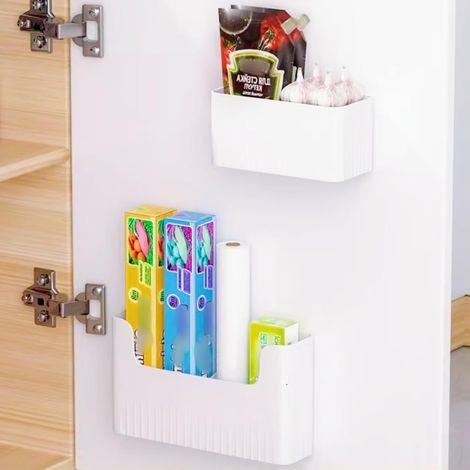 Pcs Self-Adhesive Storage Box, Plastic Wall-Mounted Storage Box in 2 Sizes, Closet Storage Boxes, Open Storage Boxes, for Bathroom, Kitchen, Office, Wardrobe (1/5)