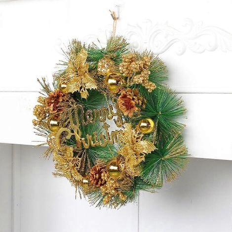 Couronne de Noël à suspendre au mur, pour porte, porche, fenêtre, style champêtre (1/4)