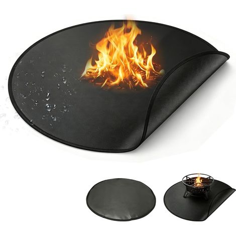 Tapis Barbecue Extérieur Rond, Tapis de Sol Extérieur Résistant à l'huile et Imperméable, Accessoires de Barbecue pour Poêle Solo, 90 cm Couverture Ronde sous Tapis de Barbecue (1/5)