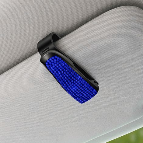 Lot de 2 clips multifonctionnels pour pare-soleil de voiture, avec strass décoratifs et porte-lunettes. (1/5)