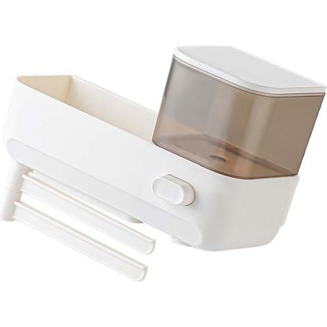 Organiseur d'évier réglable pour liquide vaisselle et savon pour les mains, support d'outil de nettoyage hygiénique pour comptoir de salle de bain, distributeur de savon (1/5)