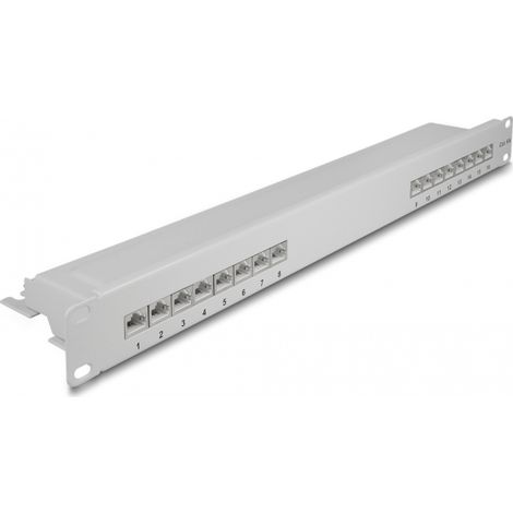 Delock Panel de Conexiones de 19 de 16 puertos Cat.6A 1U gris