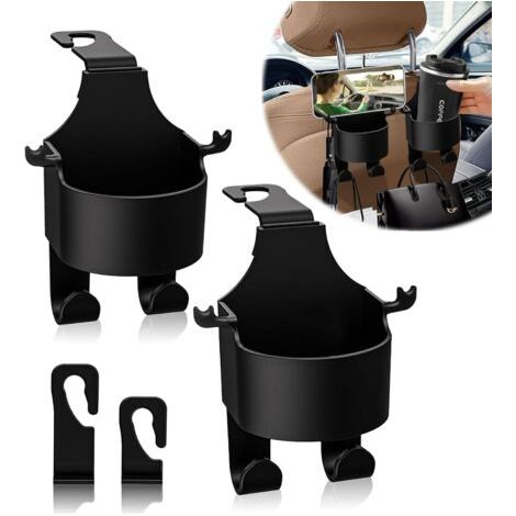 BUNTHAUS Lot de 2 porte-gobelets multifonctions pour voiture avec crochet pour sac à main, ajustement universel, organisateur de voiture peu encombrant pour boissons, sacs et essentiels, installation (1/5)