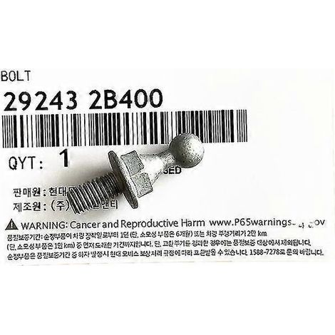 Boulon de fixation de cache-moteur pour Hyundai Creta IX25, Elantra, Tucson TL 1.6, Rio, Ceed K3, Forte 2017 (OEM 292432B400, 29243 2B400) Protection de serrure de porte C - 1 unité (1/3)