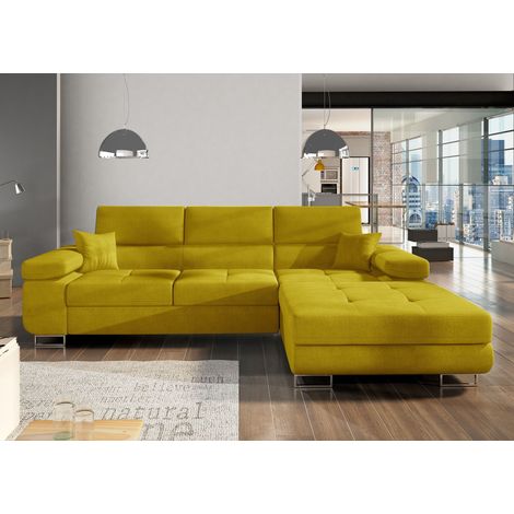Canapé convertible d'angle droit tissu anis Wile 280 cm (1/5)