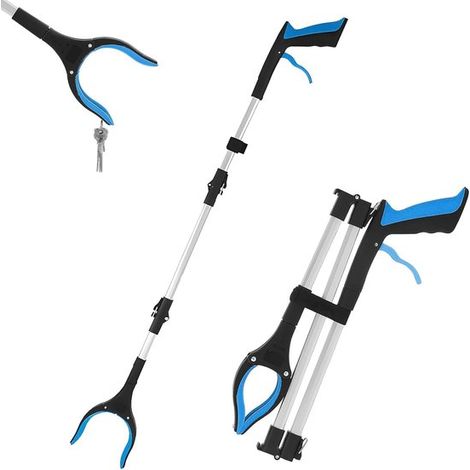 Pince de préhension extra longue – 109 cm – Bleue – Tête rotative 360° – Aimant – Personnes âgées (1/5)