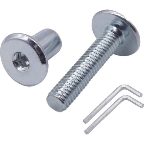 Lot de 30 boulons de raccordement en acier zingué M6 x 25 mm avec écrous, boulons de raccordement pour meubles, vis Allen hexagonales (30, M6 x 25 mm (avec écrous) (1/5)