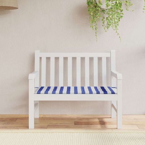 Cuscino Panca Giardino Bianco e Blu 120x50x3 cm Tessuto Oxford vidaXL (1/5)