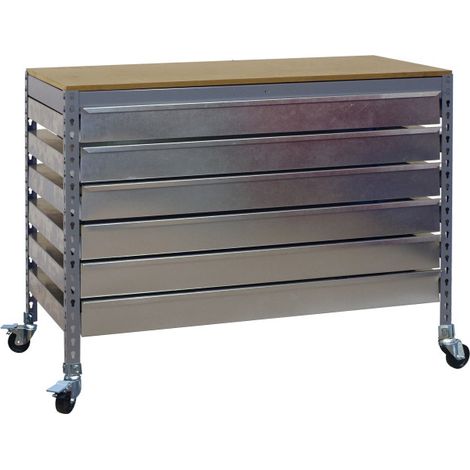 Simonrack BT5 BOX6 900 établi mobile gris bois robuste