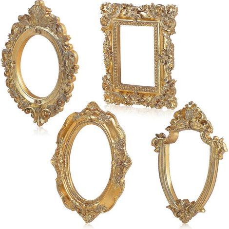 lot de 4 accessoires photo rétro (cadres dorés)-12.3x10x0.8cm-Gloden (1/3)