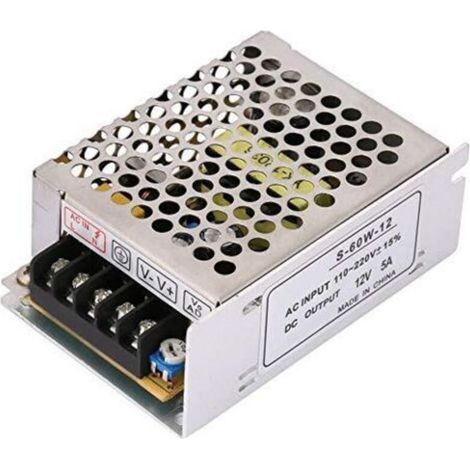 60W 5A switching power supply – Input voltage 110-220V AC – Output voltage 12V DC – Overvoltage and overload protection (1/5)
