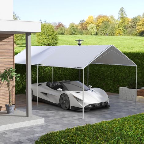 Bâche de remplacement blanche anti-UV pour abri de voiture 6x3m avec tendeurs élastiques (1/5)