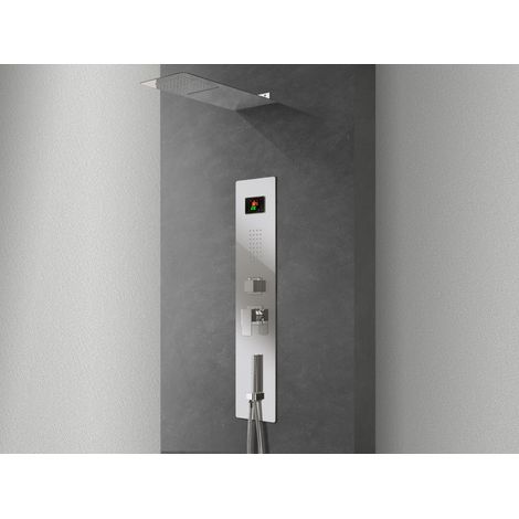 NALA - Kit doccia a 4 vie con idromassaggio e cascata acciaio inox da incasso fornito completo