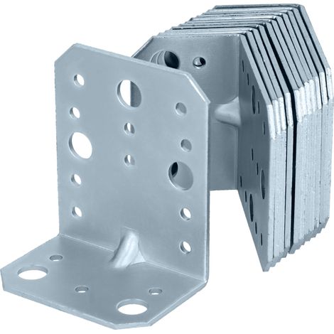 HELPMATE - 12 collegamenti angolari con nervatura 50x90x75 mm - Connettore per legno con zincatura galvanizzata e passivato blu - Squadretta perforata con protezione anticorrosione eccellente (1/5)