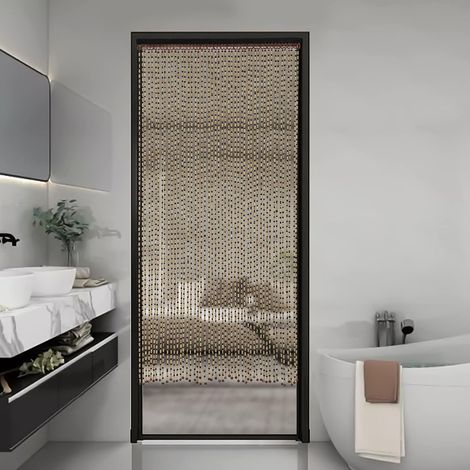 Treeisland Rideau de porte en perles de bois, 90 x 190 cm, 49 brins, en bambou, décoratif, pour portes (1/5)