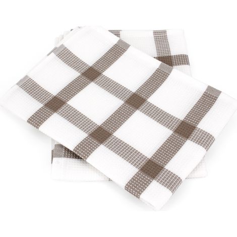 Lot de 2 torchons cuisine toile CHECKS 50x70 cm (1/5)