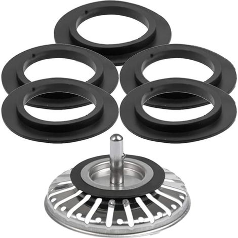 Juego de 5 juntas universales para desagüe de fregadero, accesorios para tapones de fregadero, junta de repuesto para fregadero y desagüe (diámetro interior: 32 mm, diámetro exterior: 54 mm) (1/5)