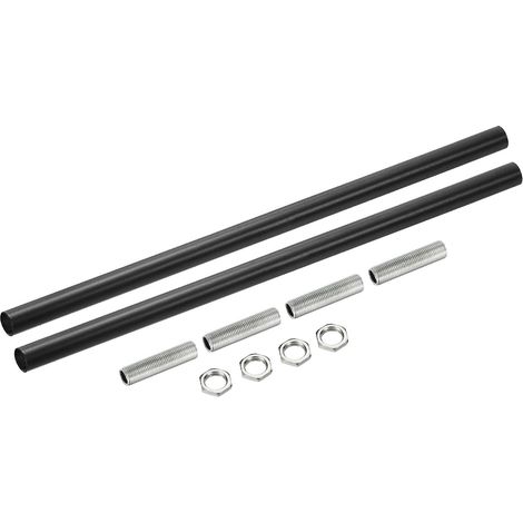 Éclairage Luminaire Fixation Fileté Extension Tige Trousse, M10 Filetage 9.8" Accouplement Écrou Rond Manchon Connecteur Fileté Tuyau Hexagonal Écrou, Noir 2 Ensemble (1/5)