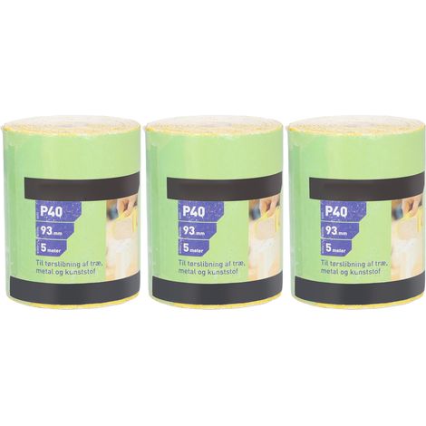 Lot 3 rouleaux papier abrasif grain 40 feuille abrasive polissage ponçage outil pour meubles jaune (1/5)