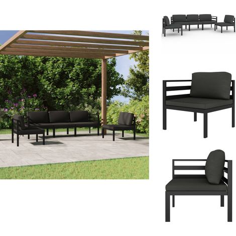 Salon de jardin 5 pcs avec coussins Aluminium Anthracite - Salon De Jardin - Meubles De Jardin - Mobilier Extérieur - Set De Salon De Jardin - Canapé D'angle (1/5)