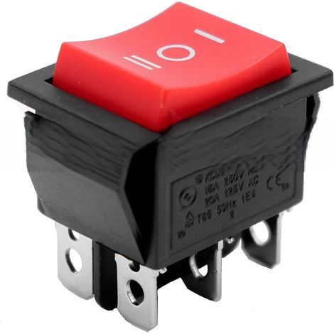 Interruptor basculante de 6 vias ON/OFF/ON sin LED Rojo 16 A