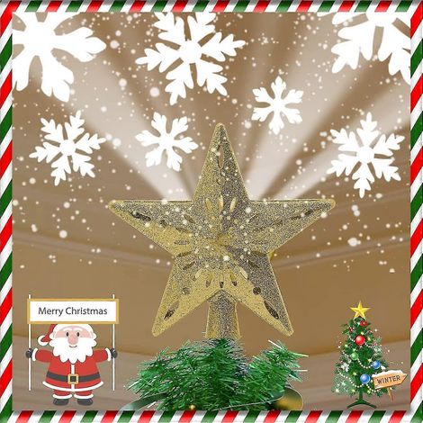Beleuchteter Sternen-Weihnachtsbaumspitzen mit eingebauter, rotierender Zauberkugel (1/5)