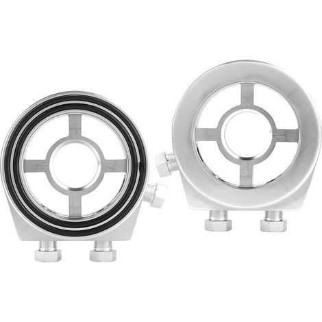 Adaptateur Plaque Sandwich Jauge Température Huile Filtre Refroidisseur Aluminium Argent Universel (1/3)