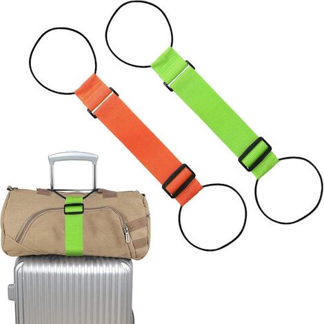 Lot de 2 sangles à bagages réglables, vertes, pour sécuriser vos bagages pendant vos voyages.-AquaForge (1/5)