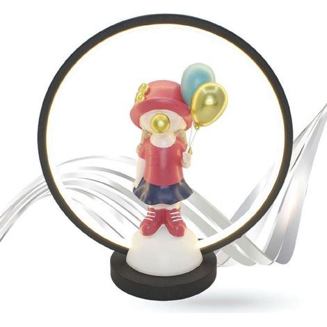 TRADE SHOP - Lampada Led Tavolo Decorativa Ricaricabile Bambina Con Palloncini In Poliresina 9014905 - (1/5)