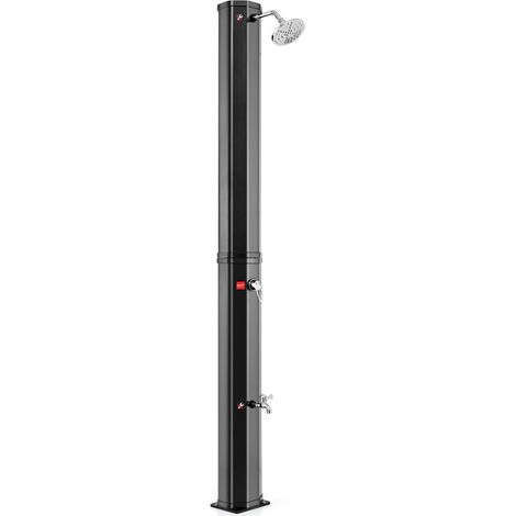 COSTWAY 60L Solar Heated Outdoor Shower 227cm Outdoor Shower w/Shower Head-Black