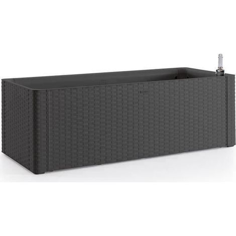 STEFANPLAST Bac a fleurs rectangulaire Natural Delux - 100x43xH33cm - 90 + 6,5L dans la reserve - Anthracite (1/5)