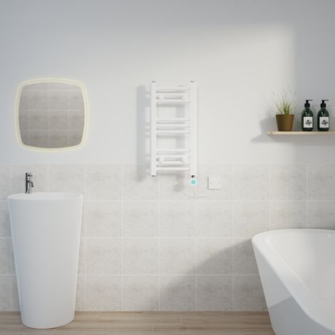 Thermostatic Towel Rail Straight Timer White 600x300mm (1/5)