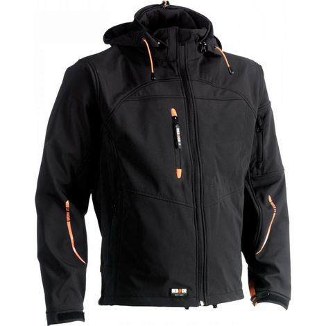 Veste softshell à capuche Poseidon – Imperméable 5000 mm – Intérieur polyester respirant 2000 mvp – 1 poche poitrine et 2 poches latérales – Taille L – Herock (1/5)