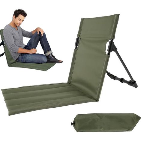 Esterilla de playa, Silla de playa plegable, Esterilla de playa plegable, Ligera, Tumbona portátil, Verde, Cojín con relleno de esponja suave (1/5)