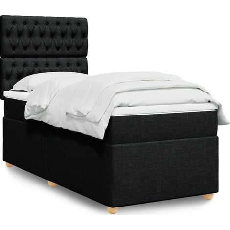 Boxspringbett mit Matratze Schwarz 100x200 cm Stoff