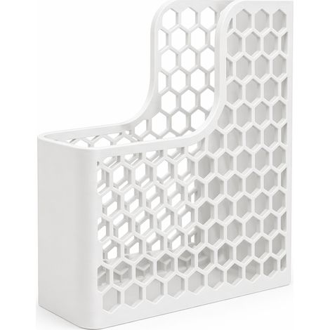 Organizador de documentos de oficina hexagonal blanco A4 con estructura calada (1/3)