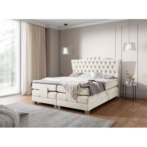 Boxspringbett Elektrisch Bett FAUSTO 140x200cm in Stoff Wind Creme (1/5)